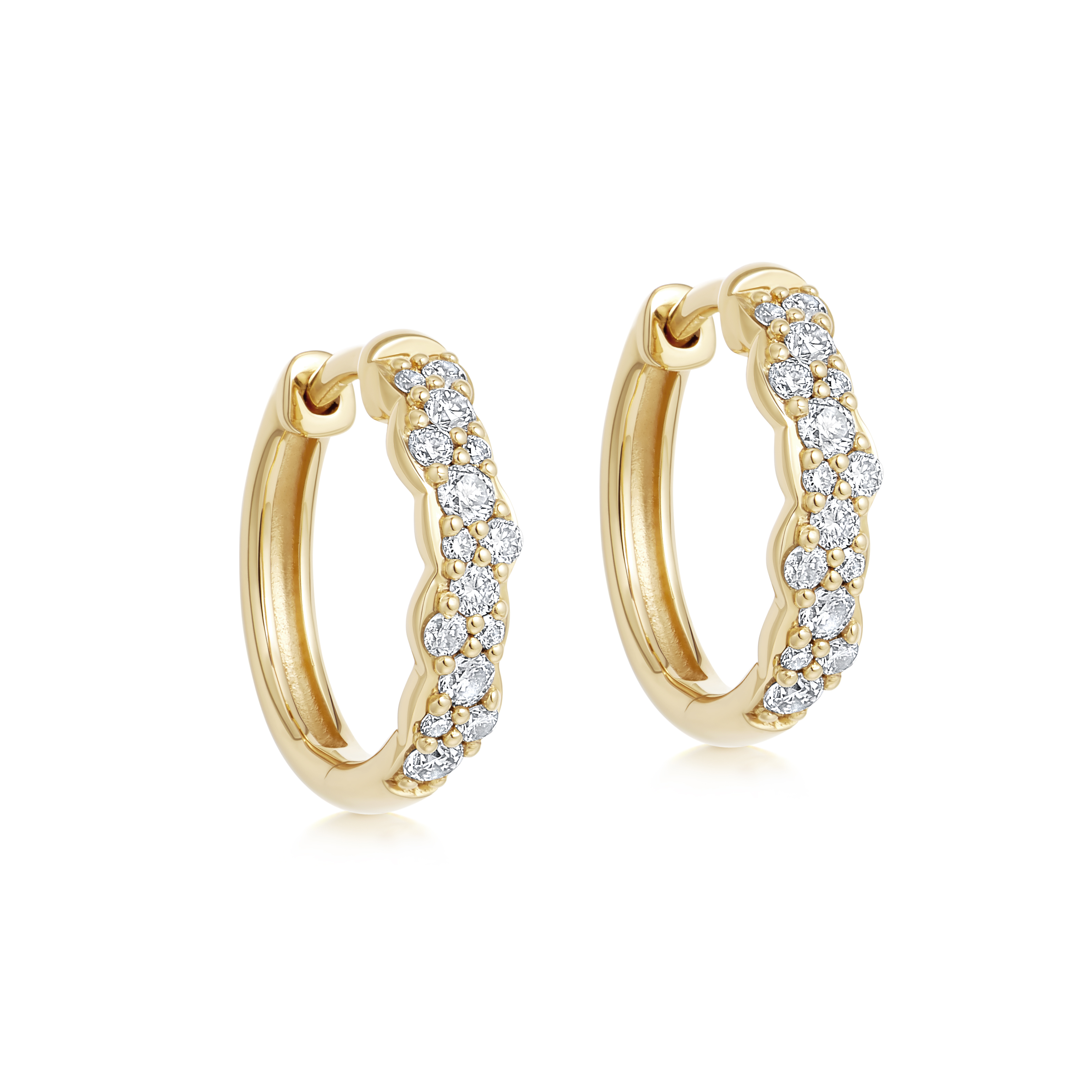 solid gold and diamond hoop earrings