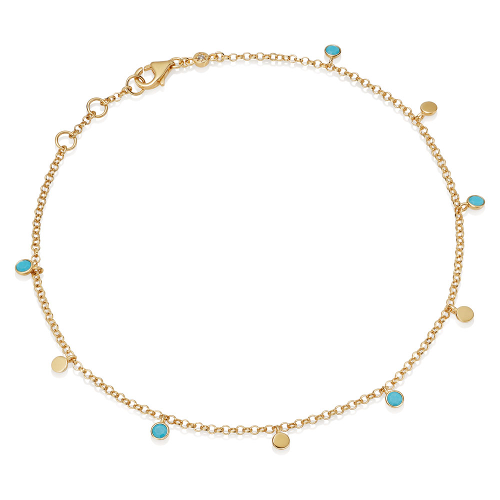 turquoise gold anklet