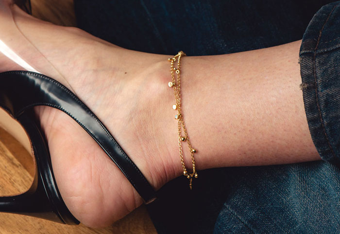 gold double chain anklet