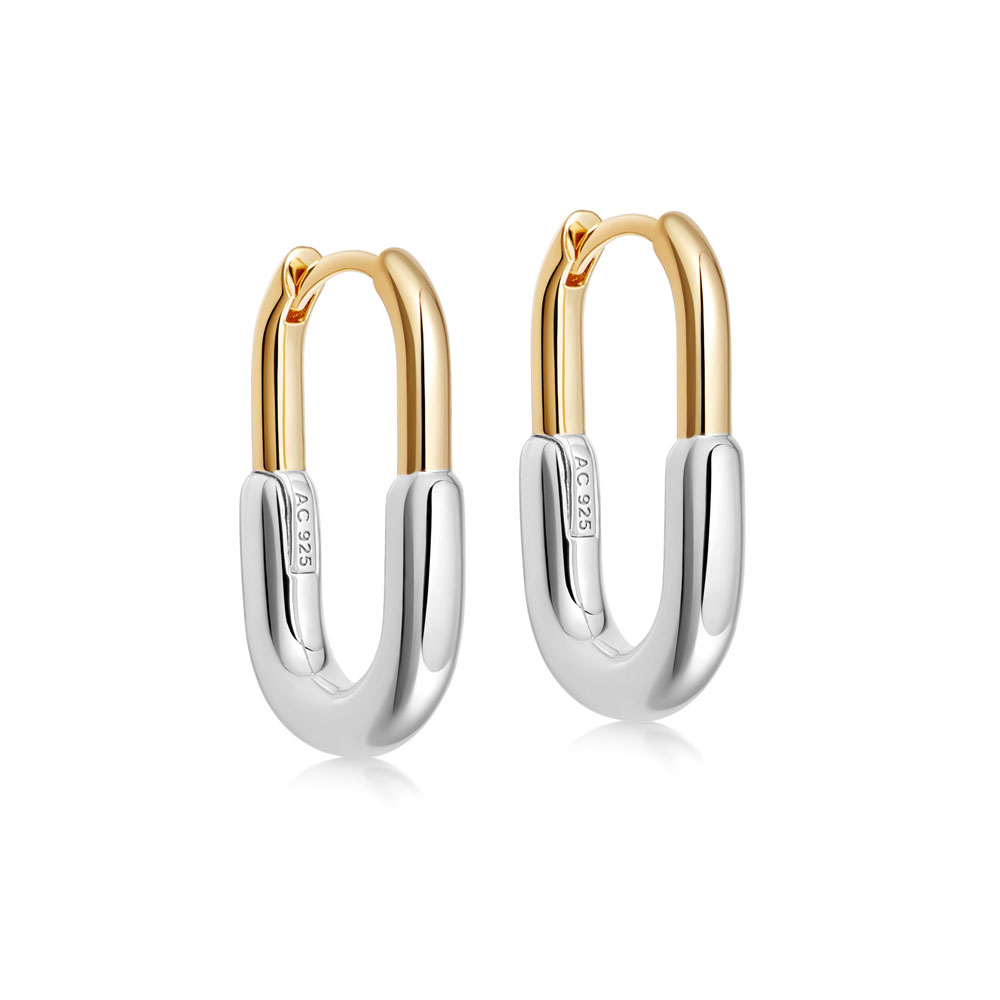 MIXED METAL HOOP EARRINGS