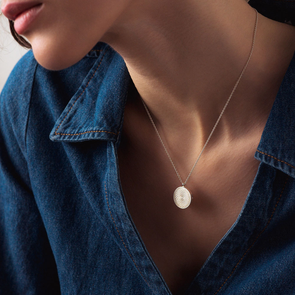 CELESTIAL RADIAL LOCKET NECKLACE IN STERLING SILVER CELESTIAL RADIAL LOCKET NECKLACE IN STERLING SILVER