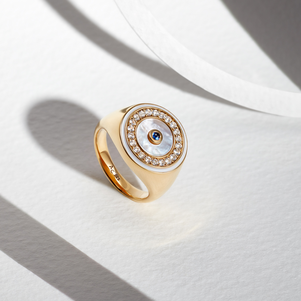 CIRCULUS MOTHER OF PEARL RING IN YELLOW GOLD VERMEIL CIRCULUS MOTHER OF PEARL RING IN YELLOW GOLD VERMEIL