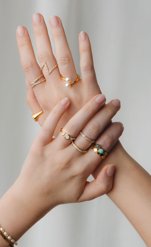 diamond stacking rings and gold gemstone stacking rings