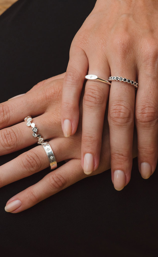 sterling silver rings with sapphire gemstones