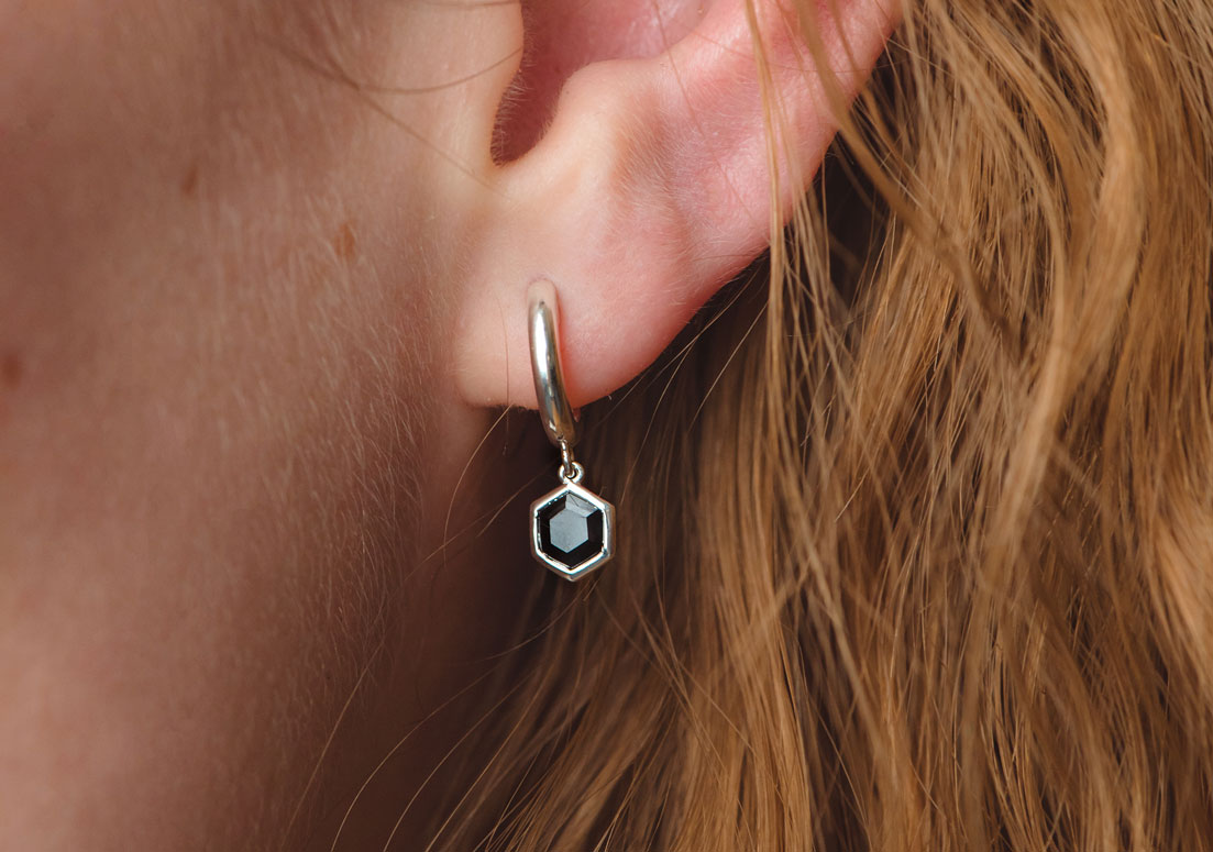 Black Spinel silver earrings