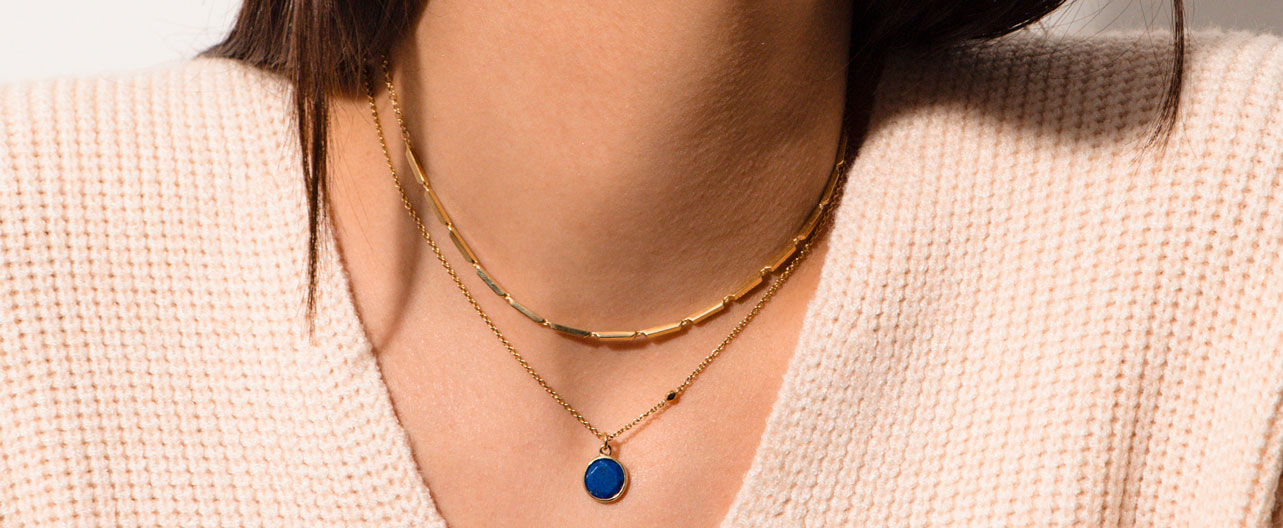 Lapis Round Pendant Necklace