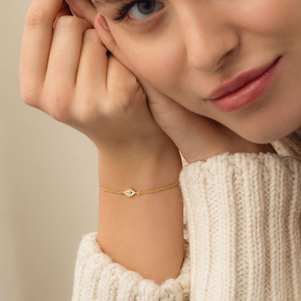 EVIL EYE KULA BRACELET IN YELLOW GOLD VERMEIL
