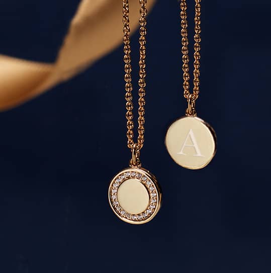 Still life of engraved pendant
