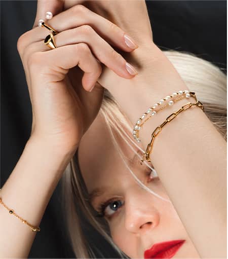 Pearl and gold jewellery stack