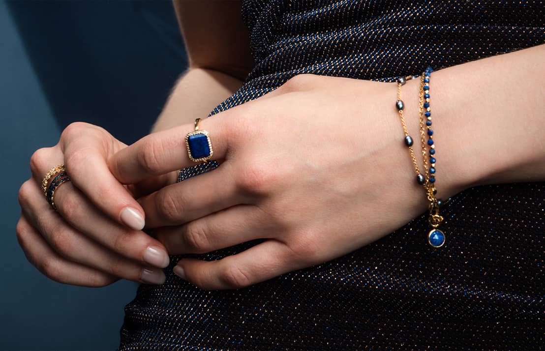 Blue jewellery stacks