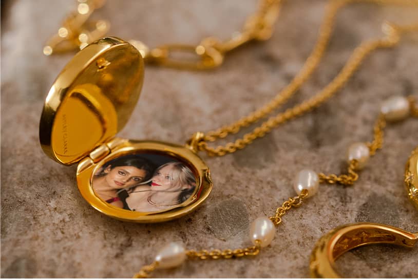 Gold locket with personalised photo