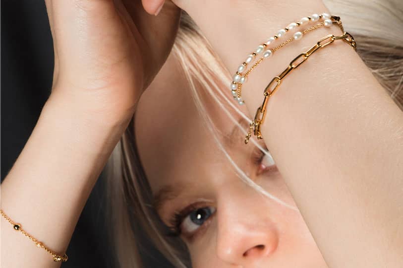 Pearl and gold jewellery stack