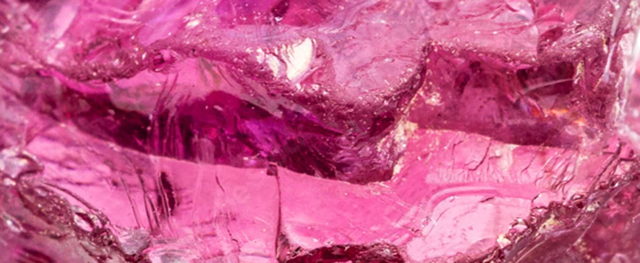 Pink rhodolite stone close up