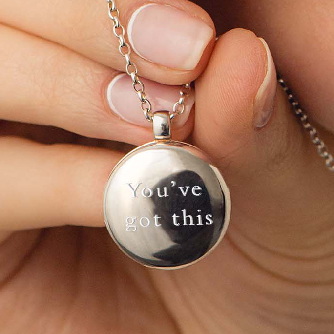MEDIUM BIOGRAPHY LOCKET NECKLACE IN STERLING SILVER FREE ENGRAVING